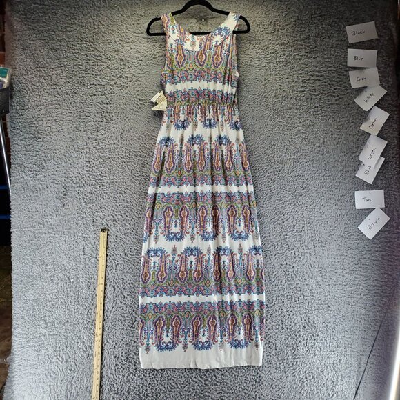 OneWorld Dress Womens Medium Multicolor Boho Paisley Sleeveless Maxi *NWT* - Picture 4 of 7
